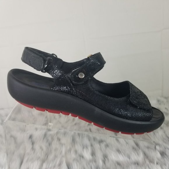 Buy your Wolky Desh - black leather shoes online - Wolky Black Leather Walking Comfort Sandals size 42 original price  $150